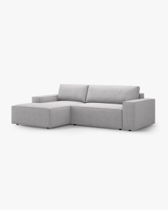 COLTAR EXTENSIBIL, PE STANGA, JODIE, 246X151 CM, GRI DESCHIS, TAPITAT CU TAPITERIE DIN TEXTIL BOUCLE BALOO, MICADONI - Img 3