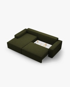 COLTAR EXTENSIBIL, PE STANGA, JODIE, 246X151 CM, VERDE MASLINIU INCHIS, TAPITAT CU TAPITERIE DIN TEXTIL BOUCLE BALOO, MICADONI - Img 5