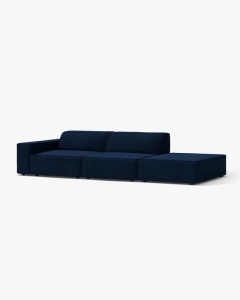 COLTAR JODIE, 262X99 CM, PE DREAPTA, CU 3 LOCURI, ALBASTRU ROYAL, TAPITAT CU TAPITERIE DIN TEXTIL CATIFEA BLUVEL, MICADONI - Img 2