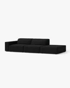 COLTAR JODIE, 262X99 CM, PE DREAPTA, CU 3 LOCURI, NEGRU, TAPITAT CU TAPITERIE DIN TEXTIL BOUCLE BALOO, MICADONI - Img 2