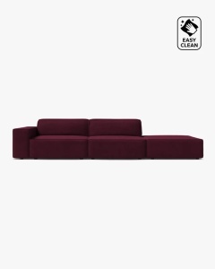 COLTAR JODIE, 262X99 CM, PE DREAPTA, CU 3 LOCURI, VISINIU, TAPITAT CU TAPITERIE DIN TEXTIL CATIFEA VENUS, MICADONI