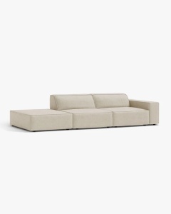 COLTAR JODIE, 262X99 CM, PE STANGA, CU 3 LOCURI, BEJ, TAPITAT CU TAPITERIE DIN TEXTIL BOUCLE BALOO, MICADONI - Img 2