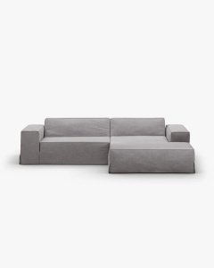 COLTAR JODIE PE DREAPTA, 224X162 CM, GRI CALD, TAPITAT CU TAPITERIE DIN TEXTIL STRUCTURAT LINS, MICADONI