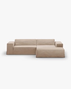 COLTAR JODIE PE DREAPTA, 224X162 CM, NISIPIU, TAPITAT CU TAPITERIE DIN TEXTIL STRUCTURAT LINS, MICADONI