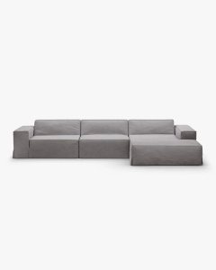 COLTAR JODIE, PE DREAPTA, 284X162 CM, GRI CALD, TAPITAT CU TAPITERIE DIN TEXTIL STRUCTURAT LINS, MICADONI