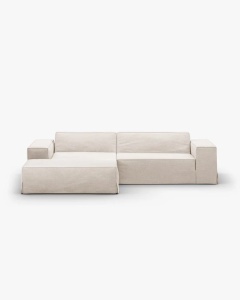 COLTAR JODIE PE STANGA, 224X162 CM, BEJ, TAPITAT CU TAPITERIE DIN TEXTIL STRUCTURAT LINS, MICADONI