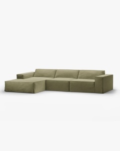 COLTAR JODIE, PE STANGA, 284X162 CM, VERDE DESCHIS, TAPITAT CU TAPITERIE DIN TEXTIL STRUCTURAT LINS, MICADONI - Img 2