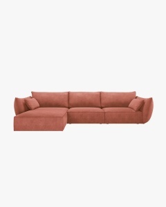 COLTAR KAELLE, 308 CM, CU 4 LOCURI, PE STANGA, CARAMIZIU, CU TAPITERIE DIN TEXTIL CHENILLE OVER THE HORIZON, MICADONI