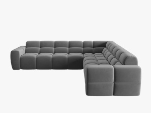 COLTAR LISA, 6 LOCURI, 310 CM, GRI DESCHIS, TAPITERIE DIN CATIFEA, DESIGN DEOSEBIT - Img 3
