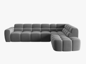 COLTAR LISA, DREAPTA, 5 LOCURI, 293 CM, GRI DESCHIS, TAPITERIE DIN CATIFEA, DESIGN DEOSEBIT - Img 3