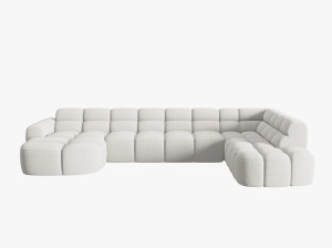 COLTAR LISA, DREAPTA, 7 LOCURI, 387 CM, GRI DESCHIS 01, TAPITERIE DIN STOFA, DESIGN DEOSEBIT - Img 2
