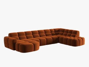 COLTAR LISA, DREAPTA, 7 LOCURI, 387 CM, SCORTISOARA, TAPITERIE DIN CATIFEA, DESIGN DEOSEBIT - Img 3