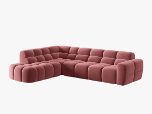 COLTAR LISA, STANGA, 5 LOCURI, 293 CM, ROZ, TAPITERIE DIN CATIFEA, DESIGN DEOSEBIT - Img 3