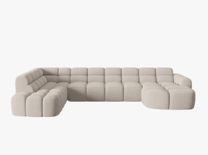 COLTAR LISA, STANGA, 7 LOCURI, 387 CM, BEJ 05, TAPITERIE DIN STOFA, DESIGN DEOSEBIT - Img 2