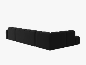 COLTAR LISA, STANGA, 7 LOCURI, 387 CM, NEGRU, TAPITERIE DIN CATIFEA, DESIGN DEOSEBIT - Img 4