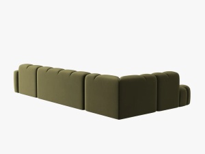 COLTAR LISA, STANGA, 7 LOCURI, 387 CM, VERDE OLIVE, TAPITERIE DIN CATIFEA, DESIGN DEOSEBIT - Img 4