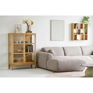 COLTAR LIVING CLYDE 300CM, CU 2 PERINI, DIN LEMN SI TEXTIL, CULOARE GRI NISIPIU, HOUSE NORDIC - Img 8