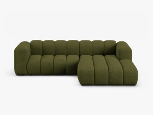 COLTAR LUPIN 260, PE DREAPTA, VERDE MASLINIU INCHIS, CU TAPITERIE DIN TEXTIL BOUCLE BALOO, MICADONI