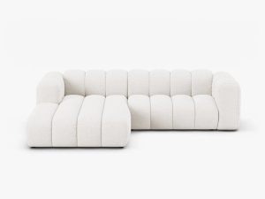 COLTAR LUPIN 260, PE STANGA, ALB, CU TAPITERIE DIN TEXTIL BOUCLE BALOO, MICADONI