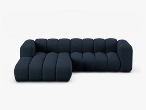 COLTAR LUPIN 260, PE STANGA, ALBASTRU INCHIS, CU TAPITERIE DIN TEXTIL BOUCLE BALOO, MICADONI