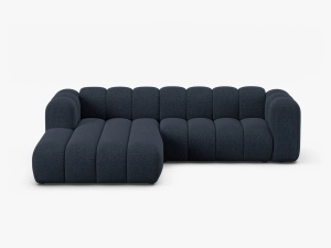 COLTAR LUPIN 260, PE STANGA, ALBASTRU MARIN, CU TAPITERIE DIN TEXTIL CHENILLE EDEN, MICADONI