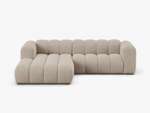 COLTAR LUPIN 260, PE STANGA, BEJ INCHIS, CU TAPITERIE DIN TEXTIL CHENILLE EDEN, MICADONI