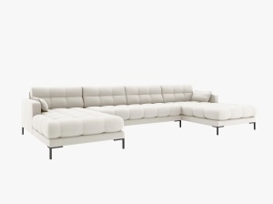 COLTAR MAMAIA, CU 6 LOCURI, BEJ DESCHIS, CU TAPITERIE DIN TEXTIL STRUCTURAT NEVE, MICADONI