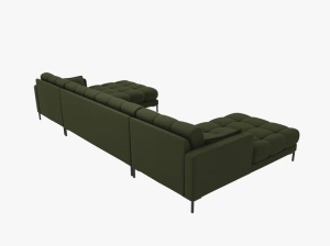 COLTAR MAMAIA, CU 6 LOCURI, VERDE MASLINIU INCHIS, CU TAPITERIE DIN TEXTIL STRUCTURAT NEVE, MICADONI - Img 3