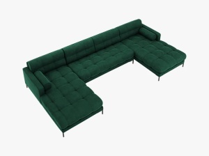 COLTAR MAMAIA, CU 6 LOCURI, VERDE SMARALD BLUVEL, CU TAPITERIE DIN CATIFEA, MICADONI - Img 3