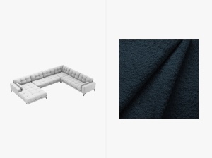 COLTAR MAMAIA, CU 7 LOCURI, PE DREAPTA, ALBASTRU, CU TAPITERIE DIN TEXTIL BOUCLE BALOO, MICADONI