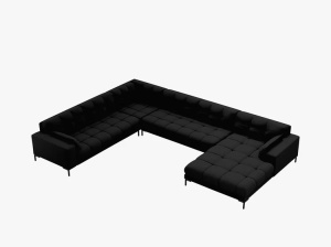 COLTAR MAMAIA, CU 7 LOCURI, PE STANGA, NEGRU, CU TAPITERIE DIN TEXTIL STRUCTURAT NEVE, MICADONI - Img 3