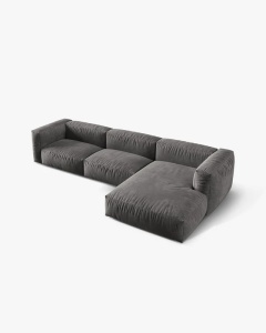 COLTAR MARTINA, 130X176 CM, PE DREAPTA, GRI, TAPITAT CU TAPITERIE DIN TEXTIL CATIFEA VOGUE, MICADONI - Img 3