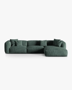 COLTAR MARTINA, 130X176 CM, PE DREAPTA, VERDE MUSCHI, TAPITAT CU TAPITERIE DIN TEXTIL CATIFEA VOGUE, MICADONI