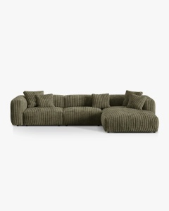 COLTAR MARTINA, 130X176 CM, PE DREAPTA, VERDE MUSCHI, TAPITAT CU TAPITERIE DIN TEXTIL CORDOI TILIA, MICADONI