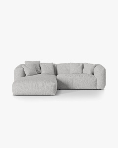 COLTAR MARTINA, ARGINTIU, 280 CM, STANGA, CU TAPITERIE DIN TEXTIL BOUCLE MONET, MICADONI