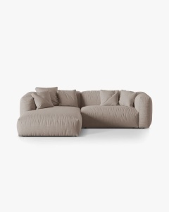 COLTAR MARTINA, BEJ INCHIS, 244 CM, STANGA, CU TAPITERIE DIN TEXTIL STRUCTURAT BOSTON, MICADONI