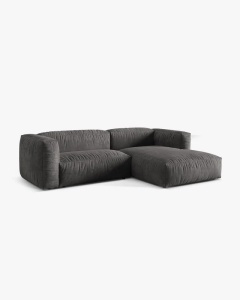COLTAR MARTINA, GRI, 280 CM, PE DREAPTA, CU TAPITERIE DIN TEXTIL CATIFEA VOGUE, MICADONI - Img 2