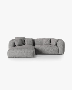 COLTAR MARTINA, GRI GRAFIT, 280 CM, STANGA, CU TAPITERIE DIN TEXTIL BOUCLE MONET, MICADONI