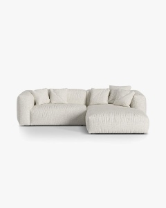 COLTAR MARTINA, MELANJ GRI BEJ, 280 CM, DREAPTA, CU TAPITERIE DIN TEXTIL BOUCLE MONET, MICADONI