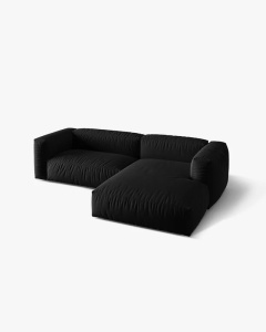 COLTAR MARTINA, NEGRU, 280 CM, DREAPTA, CU TAPITERIE DIN TEXTIL STRUCTURAT BOSTON, MICADONI - Img 3