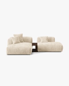 COLTAR MARTINA, PE STANGA, 285 CM, BEJ DESCHIS, TAPITAT CU TAPITERIE DIN TEXTIL CORDOI TILIA, MICADONI