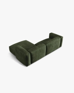COLTAR MARTINA, VERDE, 244 CM, DREAPTA, CU TAPITERIE DIN TEXTIL CATIFEA VOGUE, MICADONI - Img 4