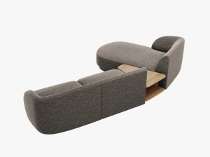 COLTAR MILEY, CU 3 LOCURI, PE STANGA, GRI, CU TAPITERIE DIN TEXTIL CHENILLE HAGA, MICADONI - Img 3