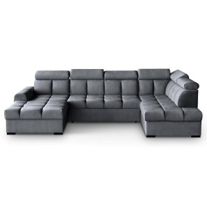 COLTAR MODERN DEOSEBIT, GOMEZ U 330CM, DIN CATIFEA DE CULOARE GRI INCHIS, CONFORT SPORIT, MARS - Img 5