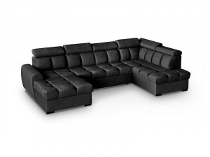 COLTAR MODERN DEOSEBIT, GOMEZ U 330CM, DIN CATIFEA DE CULOARE NEAGRA, CONFORT SPORIT, MARS