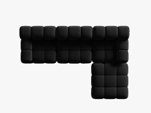 COLTAR MODULAR BELLIS, 4 LOCURI, 282 CM, NEGRU 100, TAPITERIE DIN CATIFEA, DESIGN DEOSEBIT - Img 5