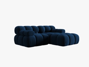 COLTAR MODULAR BELLIS, DREAPTA, 2 LOCURI, 191 CM, ALBASTRU 81, TAPITERIE DIN CATIFEA, DESIGN DEOSEBIT - Img 4