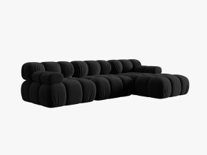 COLTAR MODULAR BELLIS, DREAPTA, 3 LOCURI, 285 CM, NEGRU 100, TAPITERIE DIN CATIFEA, DESIGN DEOSEBIT - Img 3