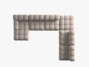 COLTAR MODULAR BELLIS, DREAPTA, 6 LOCURI, 379 CM, BEJ 16, TAPITERIE DIN CATIFEA, DESIGN DEOSEBIT - Img 8