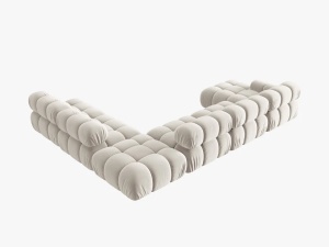 COLTAR MODULAR BELLIS, DREAPTA, 6 LOCURI, 379 CM, BEJ DESCHIS 21, TAPITERIE DIN CATIFEA, DESIGN DEOSEBIT - Img 5